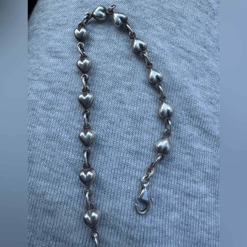 Sterling Silver Puff Heart Bracelet